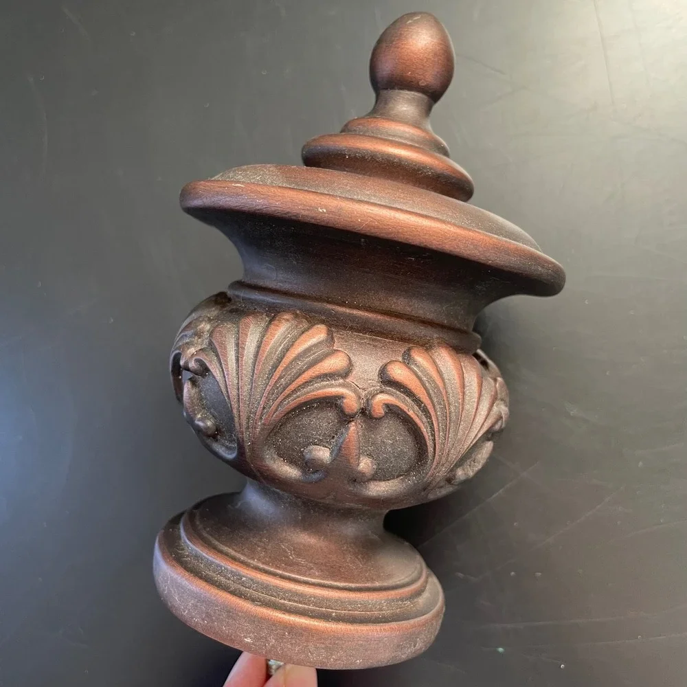 allen + roth 1 Curtain Rod Finial REPLACEMENT PIECE Cocoa Wood Home Decor 301396